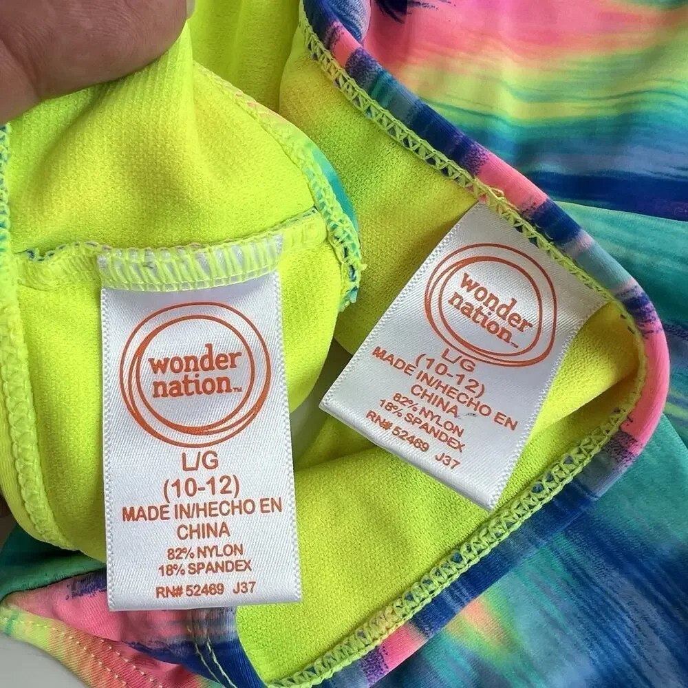 Lot Of 2 Girls 2 Piece Bikini Swimsuit Nicole Miller Wonder NationSize L (10-12)